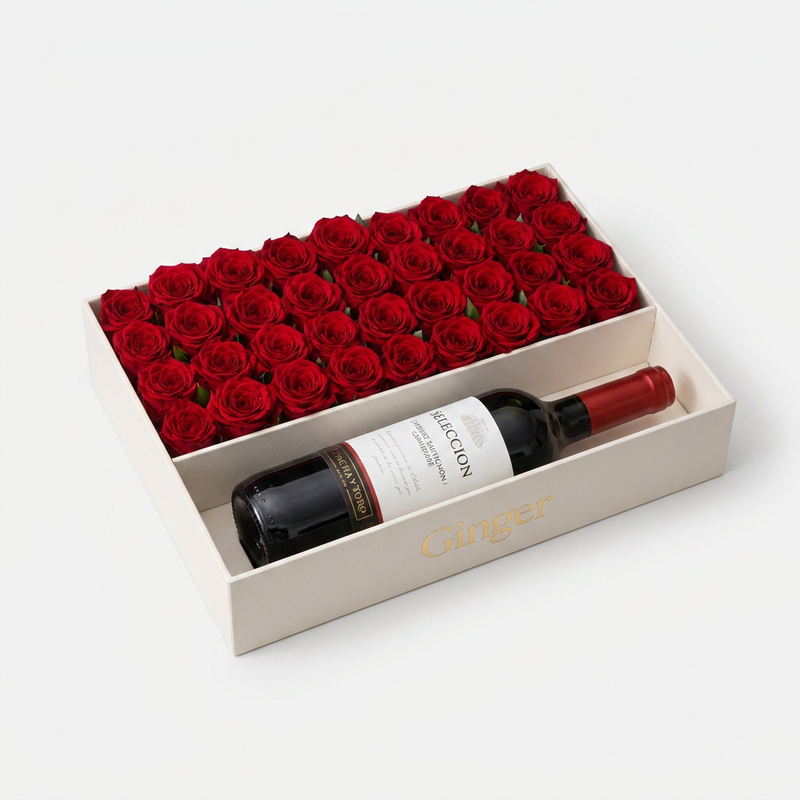 Estuche Flores y Vino - white background